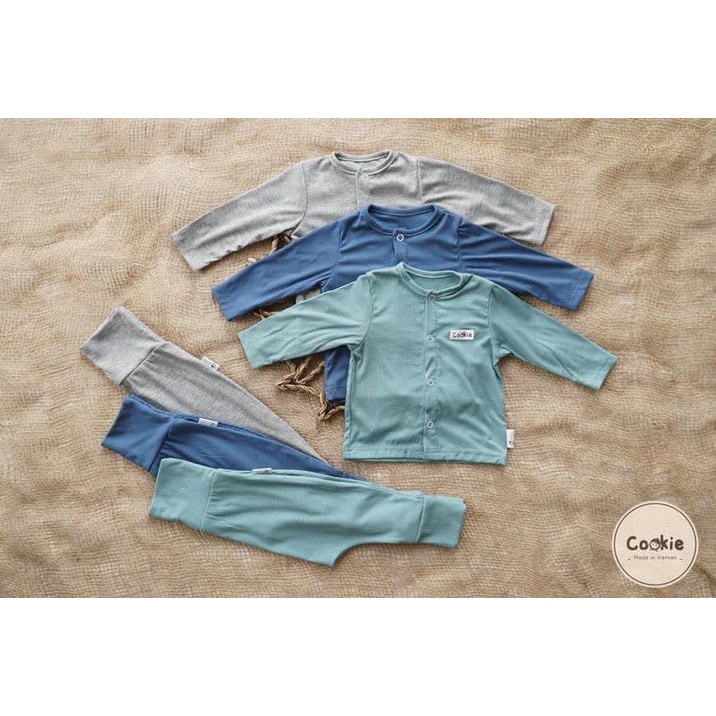 *DollarBaby* Bộ sơ sinh Cookie cạp cao cài thẳng