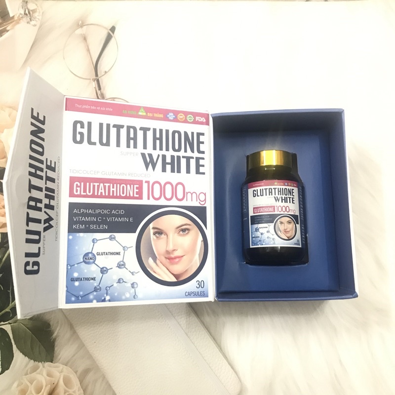Viên uống Glutathion super White 1000 chính hãng chống lão hoá làm giảm nám tàn nhang cho làn da mịn màng căng bóng
