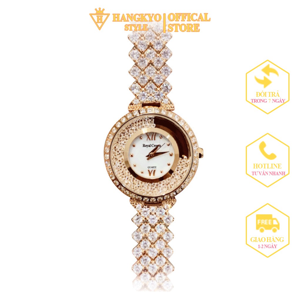 Đồng hồ nữ đẹp Royal crown đính đá siêu đẹp, bảo hành 12 tháng