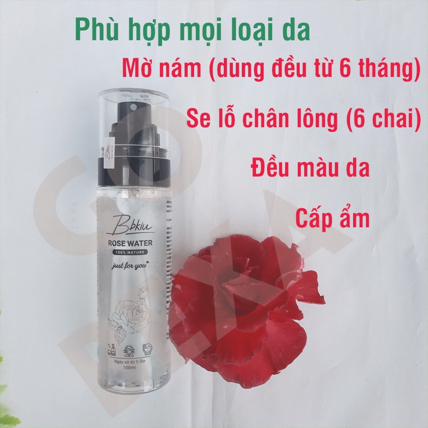 Nước hoa hồng Bbkiu thiên nhiên 100% từ hoa hồng thiên nhiên và nước tinh khiết