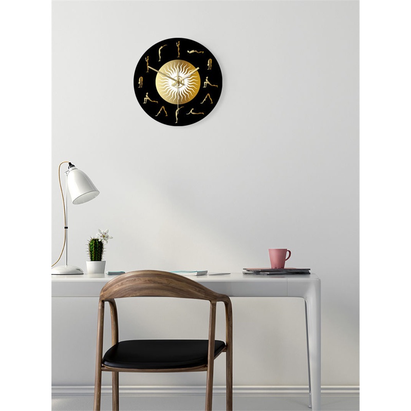 Đồng Hồ Treo Tường Mặt Nhám In Hình Yoga / Hành Động 12 Inch Bằng Acrylic Không Gây Tiếng Ồn Trang Trí Nhà Cửa