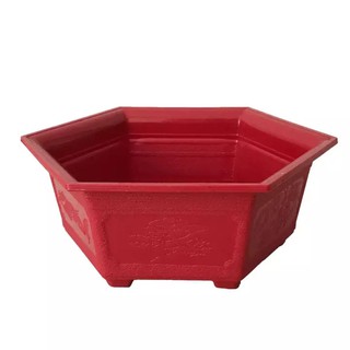Combo 10 chậu lục giác đỏ 28cm
