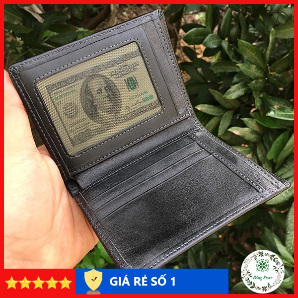 Bóp ví nam da bò thật cao cấp dáng ví đứng sang trọng - VDN002
