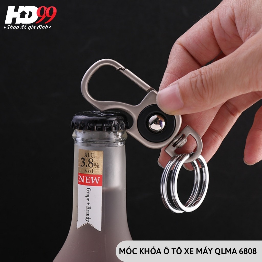 Móc Khóa Xe Máy Ô tô ️Cao Cấp QLMA 6808 | Móc Khóa Thép Cao Cấp Gài Thắt Lưng Cho Nam, chức năng mở bia cực tiện dụng