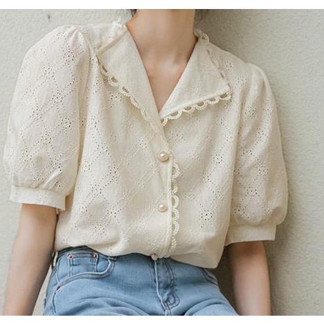 Áo Sơ Mi Mỏng Tay Ngắn Cổ Chữ V Phong Cách Retro Pháp Thời Trang Mùa Hè 2022 Mới Cho Nữ