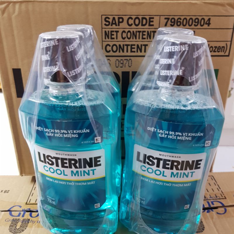 Nước súc miệng hơi thở thơm mát listerine cool mint mouthwash chai 750ml,250ml,100ml