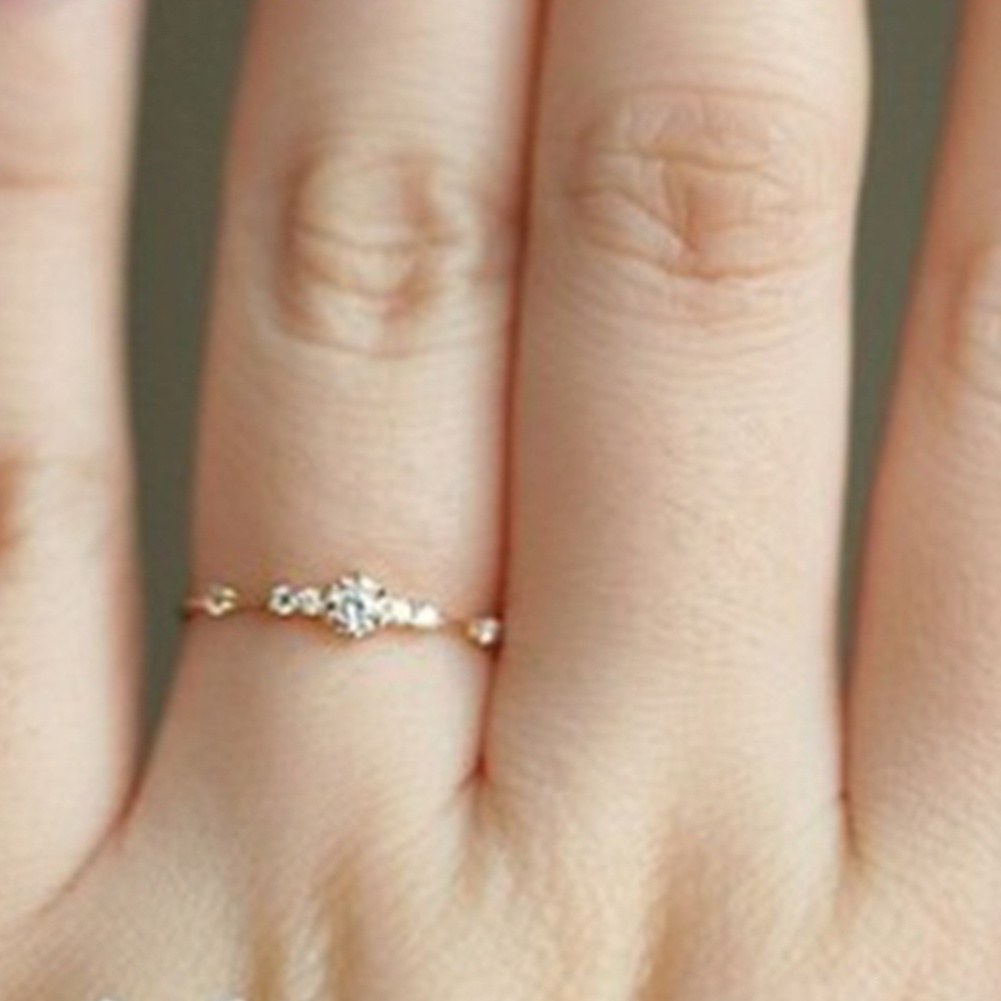 Nhẫn Đính Hôn Đính Đá Nhân Tạo Phong Cách Hàn Quốc Cho Nữ