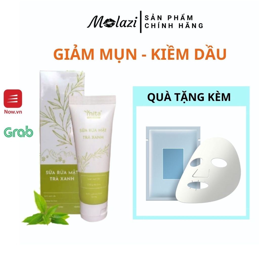Sữa rửa mặt trà xanh kiềm dầu ngừa mụn se khít lỗ chân lông cho da khô da dầu mụn trắng da 100ml molazi. | BigBuy360 - bigbuy360.vn