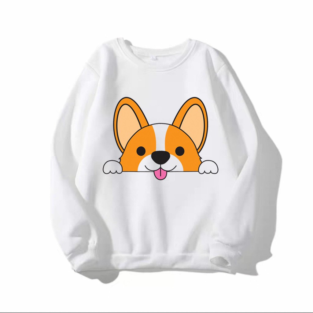 ÁO SWEATER NỈ UNISEX IN HÌNH MẶT CÚN SIÊU DỄ THƯƠNG