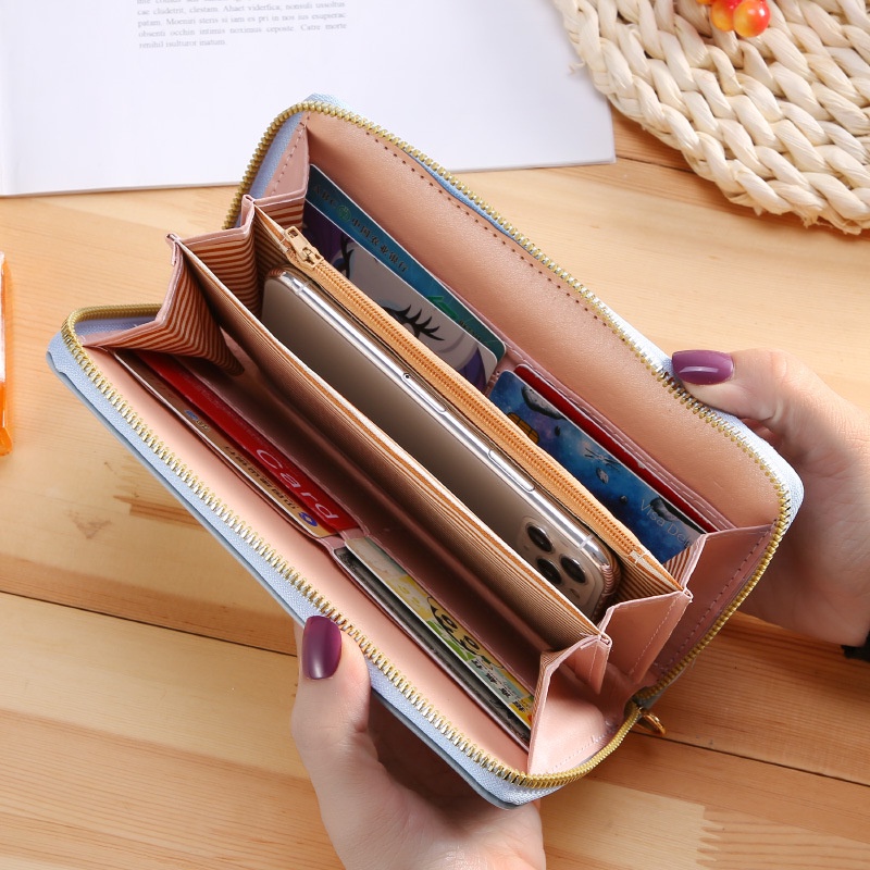 Ví nữ dài cầm tay 2 ngăn kéo cao cấp thiết kế độc đáo đẹp mắt thời trang nhiều ngăn tiện dụng HX0073