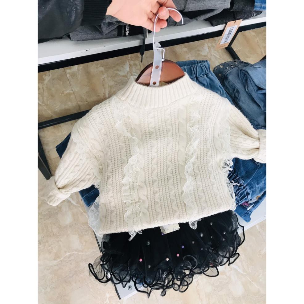 Áo len thừng màu kem  sữa phong cách hàn quốc dành cho bé gái