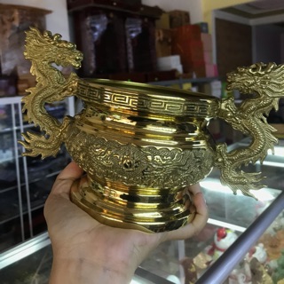 Lư hương đồng khắc hoạ tiết cao 10cm