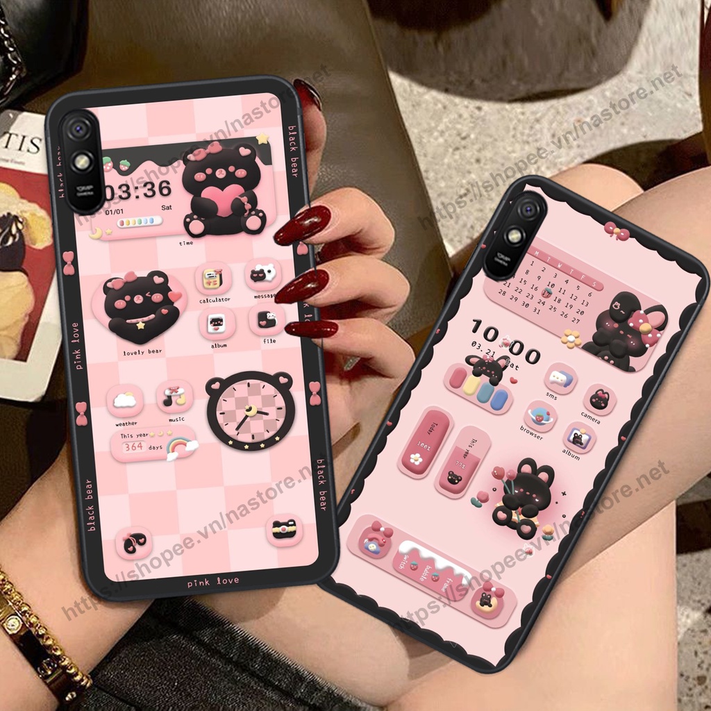 Ốp lưng Xiaomi Redmi 7A / 8A / 9A gấu, đồng hồ dễ thương cute giá rẻ