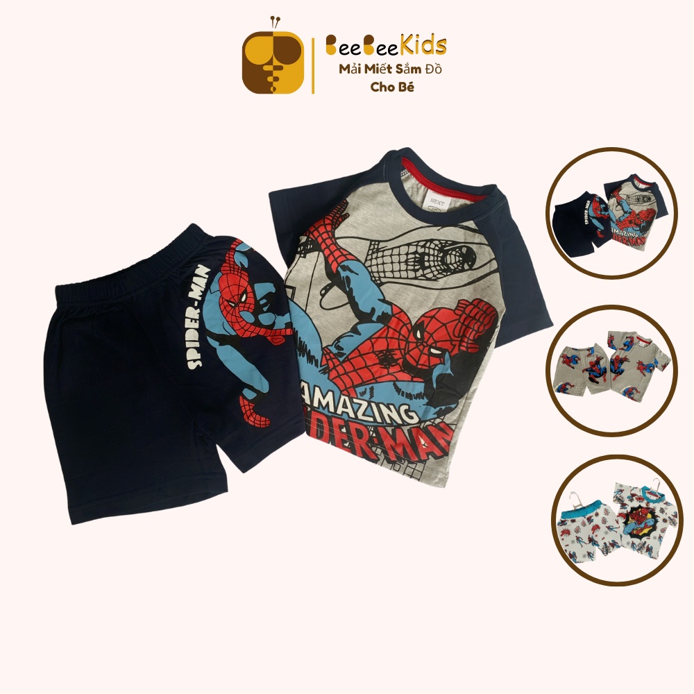 Bộ Cộc Tay Bé Trai Họa Tiết Spider Man Quần Áo Người Nhện Vải Cotton Thoáng Mát Cho Bé Từ 1-7 Tuổi BEEBEEKIDS