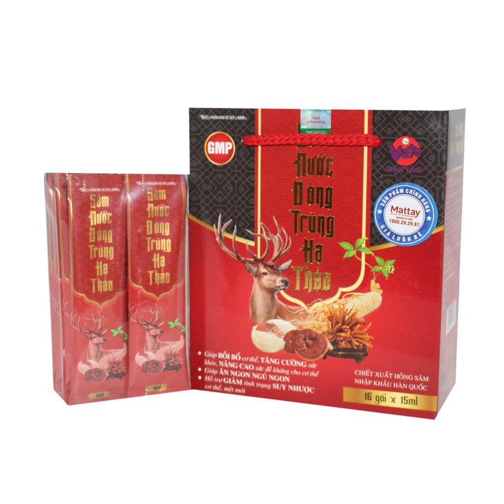 Sâm Nước Đông Trùng Hạ Thảo - Vạn Tam - Hộp 16 Gói - Bồi Bổ Cơ Thể, Tăng Cường Sức Khỏe, Nâng Cao Sức Đề Kháng ❤️ | Thế Giới Skin Care
