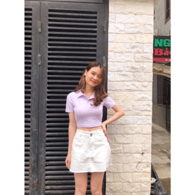 Áo croptop cổ đức(ảnh thật/Sẵn)
