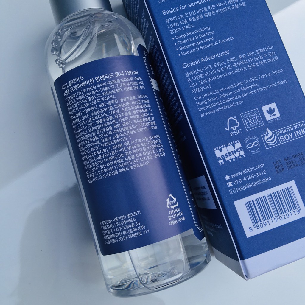 Nước hoa hồng cho da nhạy cảm dưỡng ẩm không mùi Klairs Supple Preparation Unscented Toner | BigBuy360 - bigbuy360.vn