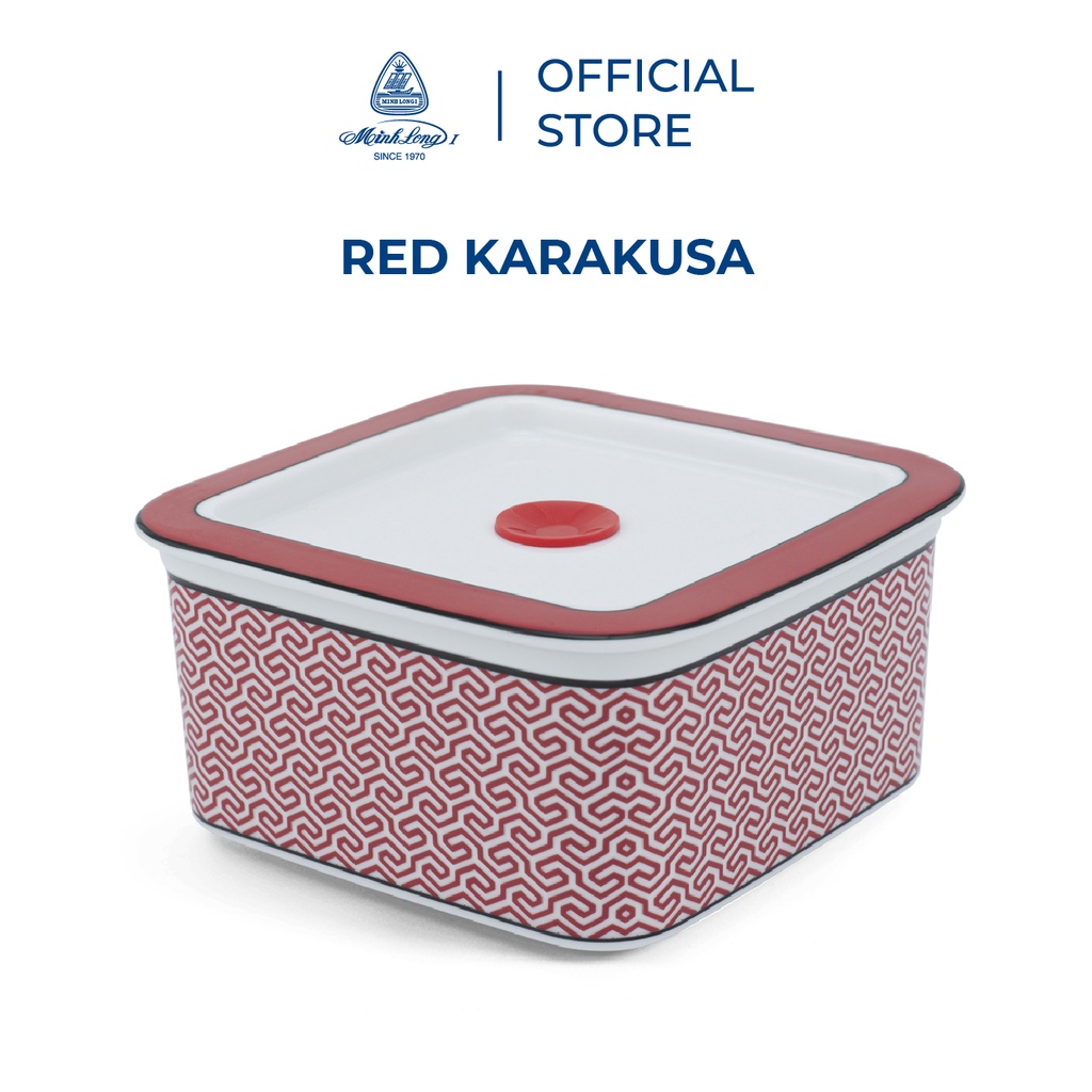 Hộp Cơm, Đựng Thực Phẩm Giữ Nhiệt Sứ Dưỡng Sinh Minh Long - 15 cm - Red Karakusa