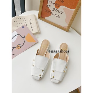 [FORM BÉ- CHỌN LÊN 1 SIZE] DÉP SỤC ĐÍNH NÚT HỞ MŨI 2P NAD143