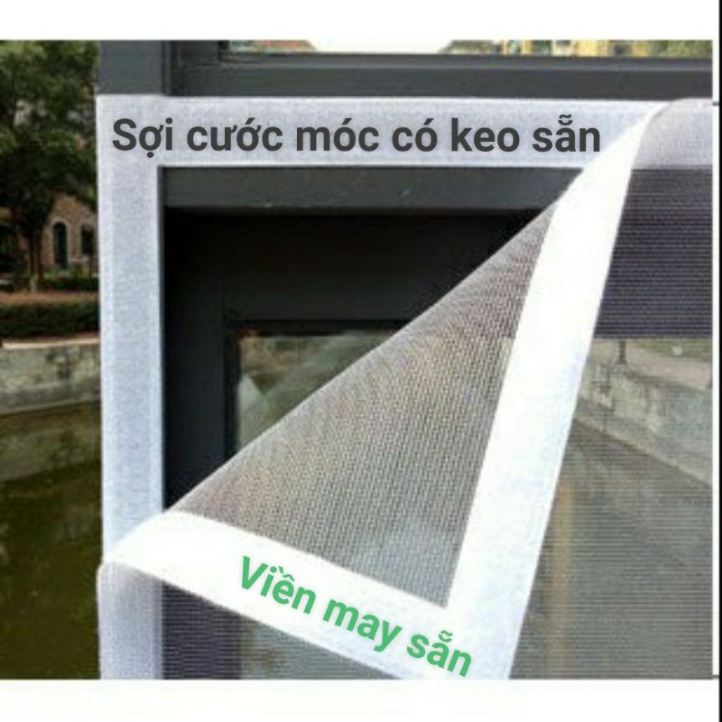 Lưới dán chống muỗi, có viền may sẵn, khách mua về chỉ việc dán lên