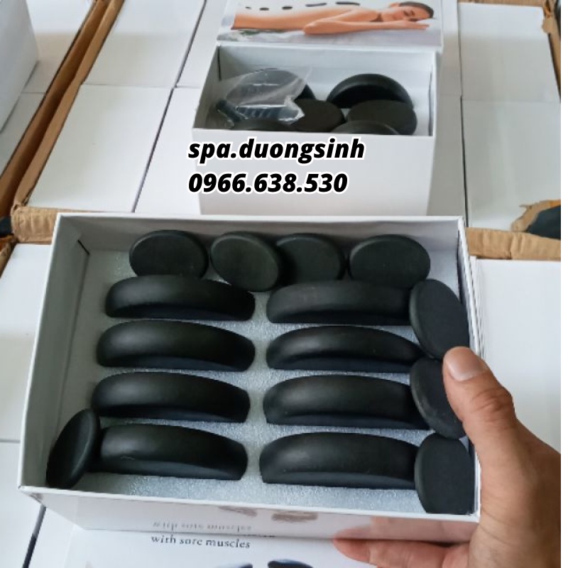 Bộ Đá Nóng 16 viên Massage Body Loại To Đẹp, Đá Nóng Massage Mặt, Đá Nóng Kẹp Chân