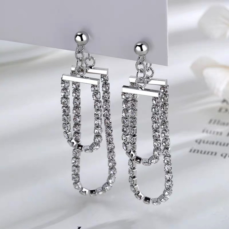 Bông tai dải đá đeo 2 kiểu