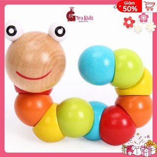 Đồ chơi trẻ em 💖 FREESHIP Từ 250K 💖 Đồ chơi con sâu gỗ uốn dẻo nhiều màu sắc đáng yêu cho bé