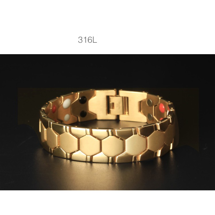 Lắc tay nam thép mạ 18k kiểu dáng lục giác Z135