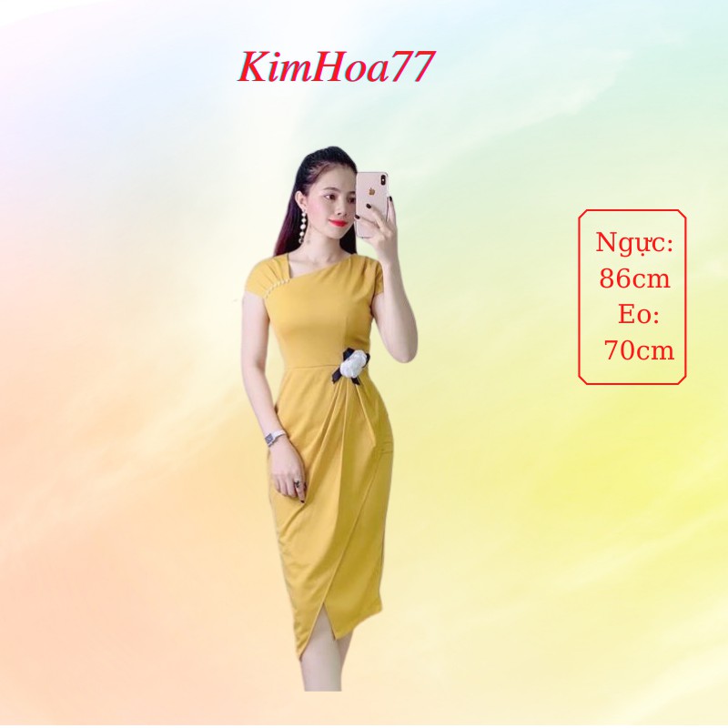 Váy body đầm nữ dự tiệc freesize chất umi cao cấp eo đính hoa tay đính ngọc kimhoa77