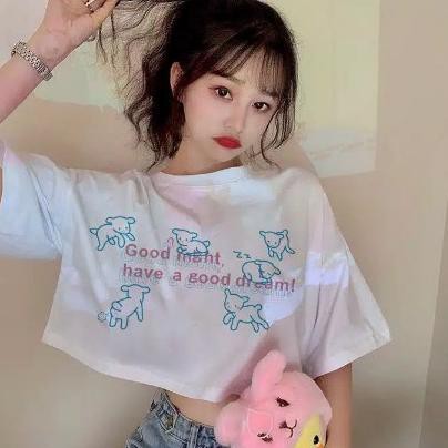 Áo Thun Crop Top (Eiz-770) In Chữ Dream Dear Love Good Night My Crush (Ld = 110)