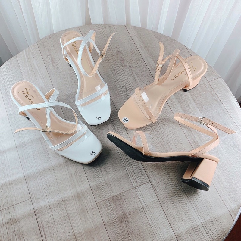 Sandal cao gót nữ quai phối mica siêu rẻ 6p mới nhất - s70