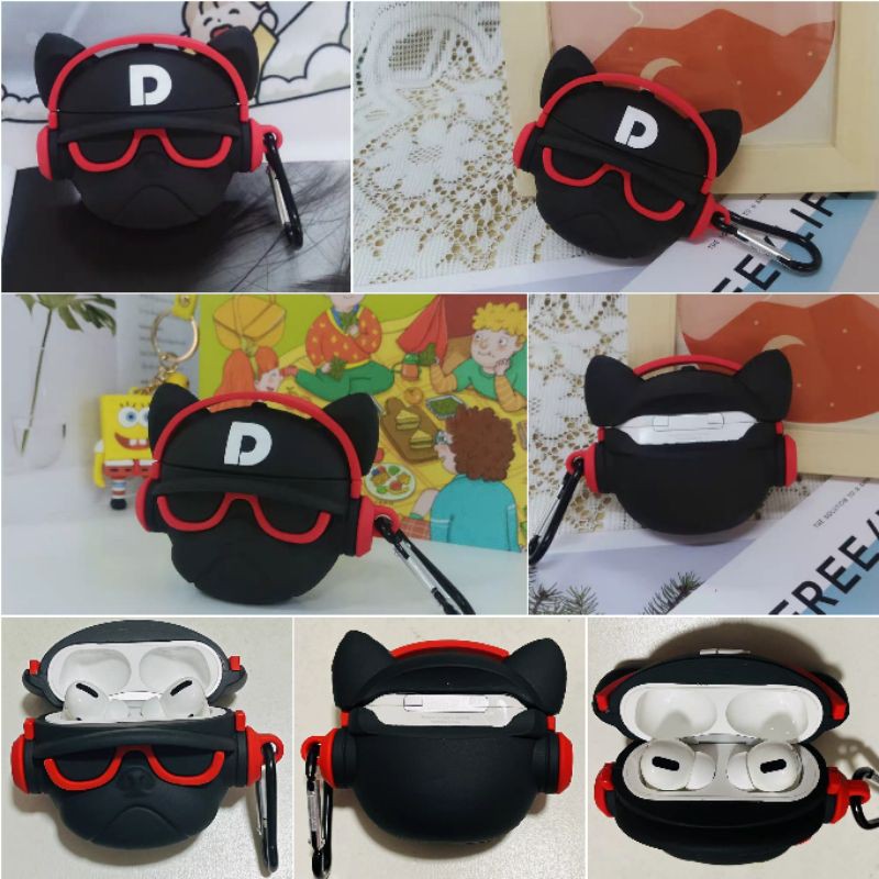 (Order 17 ngày) Case bảo vệ Airpods Pro/1/2/ Freebuds 3/ Pro chó bull dog đỏ/ tím/ vàng/ husky earise