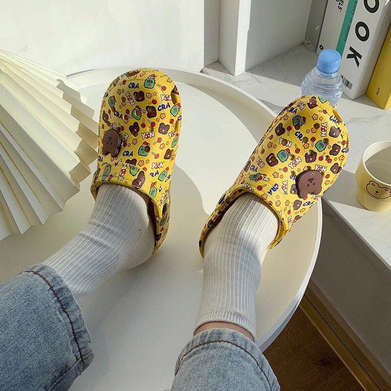 JY210 Dép sục kèm sticker gấu nhỏ -