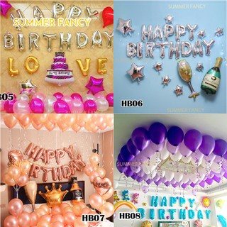 (50 mẫu) Set trang trí Happy birthday + tặng BƠM KEO - phụ kiện trang trí sinh nhật Valentine cưới wedding Foil balloon