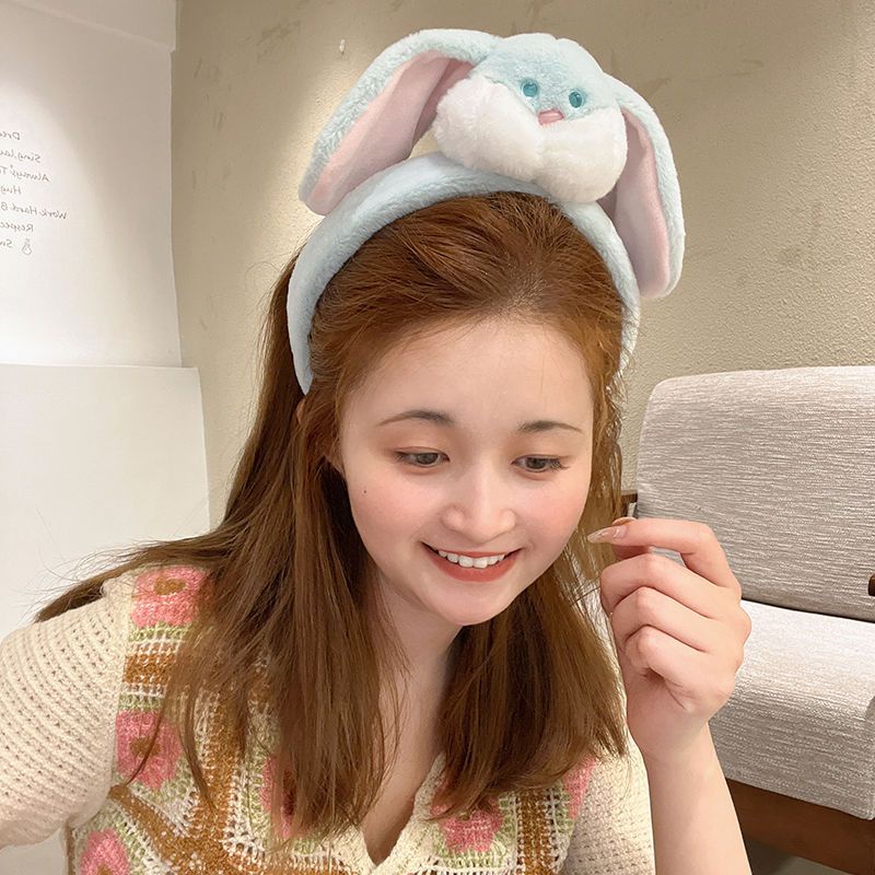 Băng Đô Cài Tóc Tai Thỏ Phối Lông Dễ Thương Phong Cách Hàn Quốc