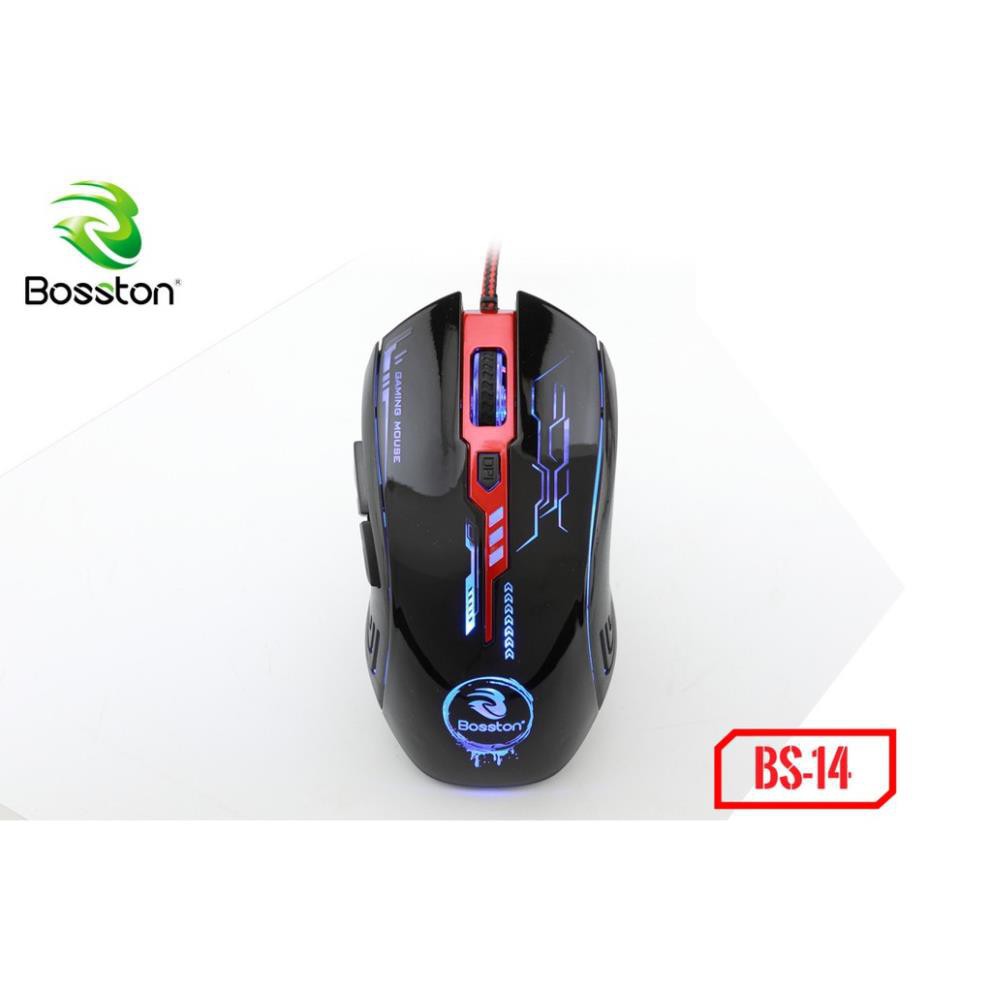 [HÀNG CHÍNH HÃNG] Chuột Game Có Dây Bosston BS-14 Led Đa Màu Giá Rẻ - BH 6 Tháng