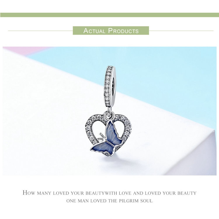 Mặt Trang Sức Bamoer Hình Trái Tim Bằng Bạc 925 Đính Đá Dùng Tự Làm Vòng Tay Nữ