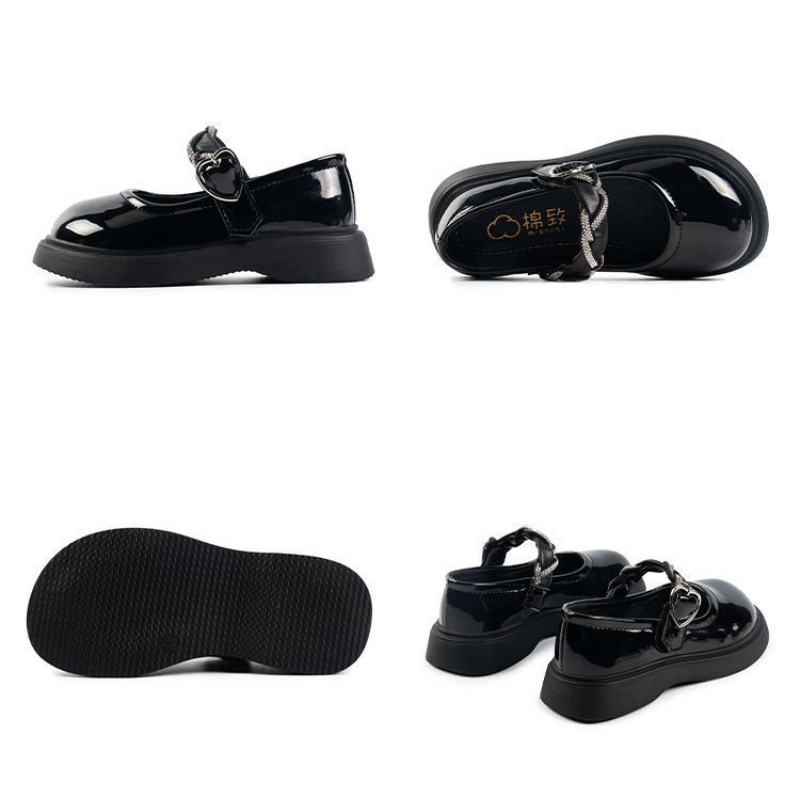 Giày Búp Bê Da Mềm Mũi Tròn Đính Đá Thời Trang Cho Bé Gái