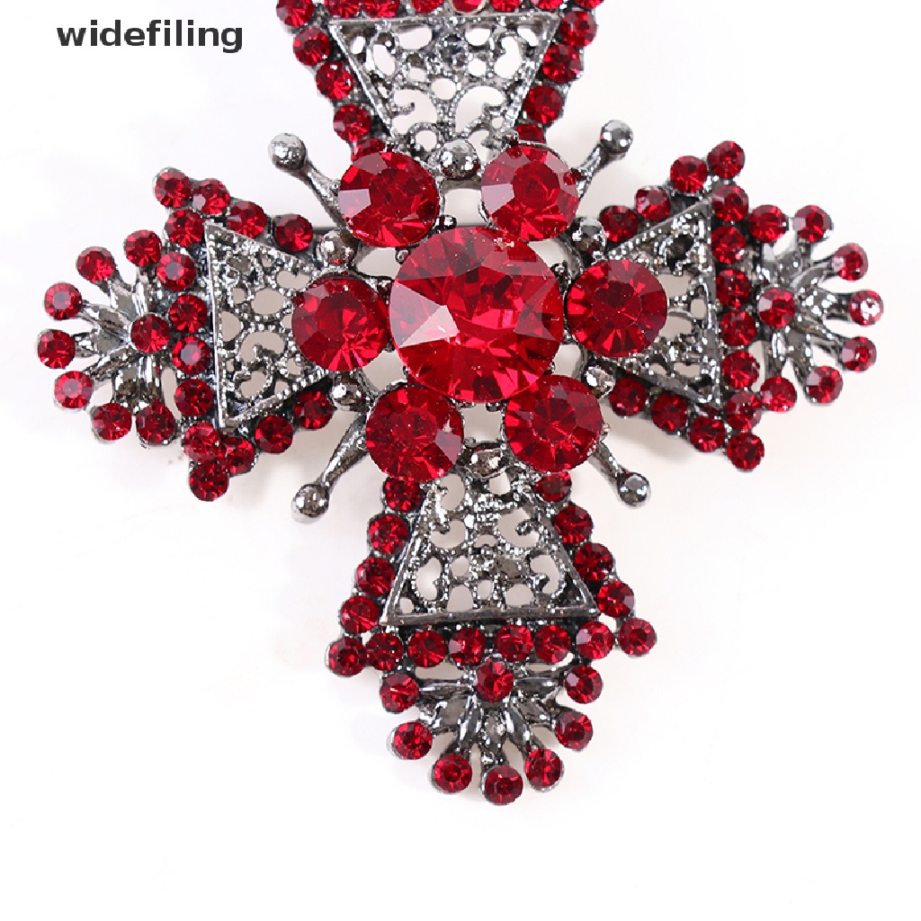 Trâm Cài Áo Hình Chữ Thập Đính Đá Đỏ Phong Cách Vintage