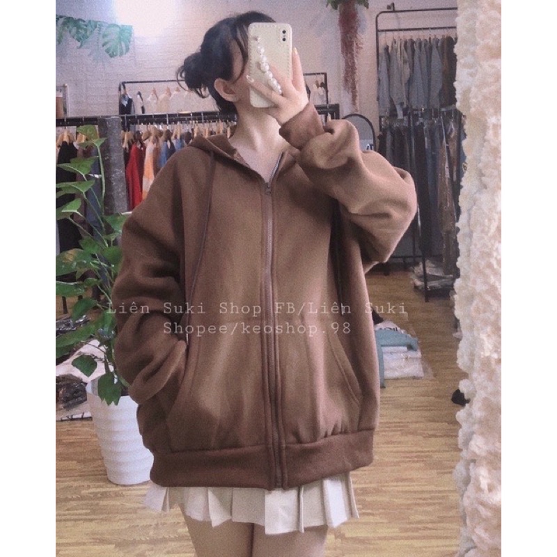 Áo khoác nỉ mũ khoá trơn nhiều màu