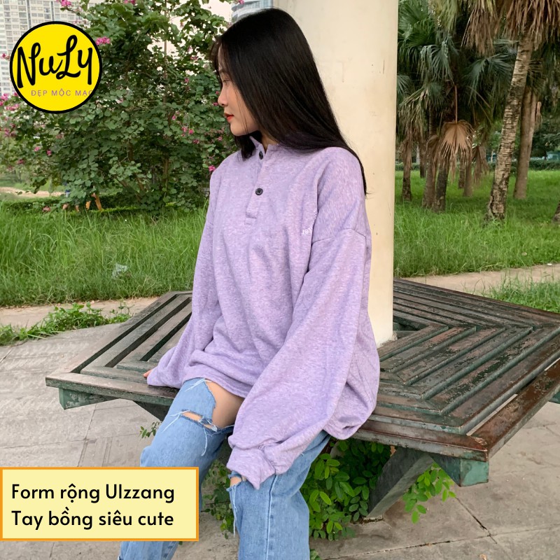 Áo nỉ bông Letters nữ chất xịn tay bồng form rộng Ulzzang cổ đức logo thêu Sweater | BigBuy360 - bigbuy360.vn