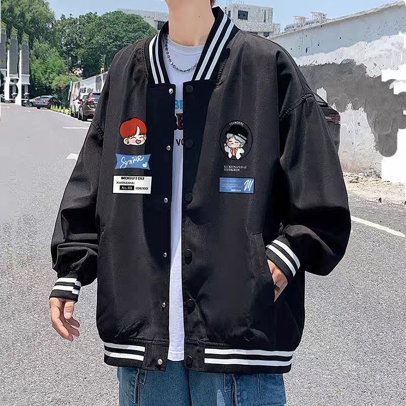 Áo Khoác Bomber Uniex 2 lớp KAKI phối hình dễ thương phong cách Korea trẻ trung , năng động