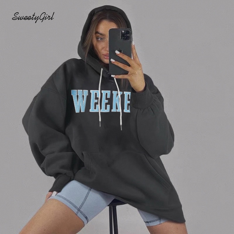 Áo Hoodie Tay Dài Có Túi In Chữ Thời Trang 2022 Cho Nữ