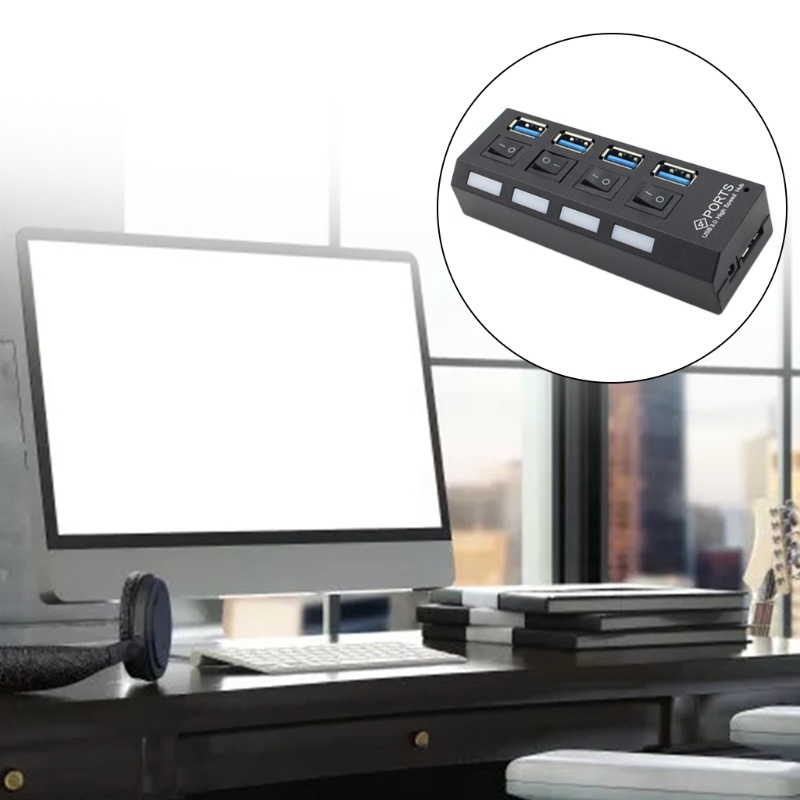 Bộ Chia 4 Cổng USB Shas 3 0 2 0 Kèm Công Tắc Tiện Dụng