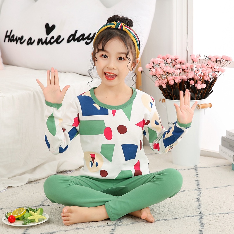 Bộ quần áo tay dài 90-160CM chất liệu cotton giữ nhiệt thời trang thu đông dành cho bé