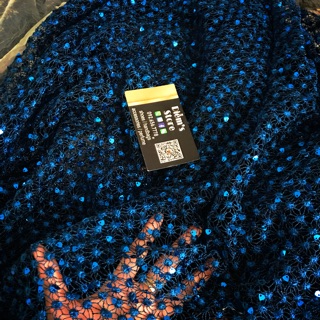 1metx1m5 vải ren kim sa lấp lánh màu xanh biển trang trí phông nền