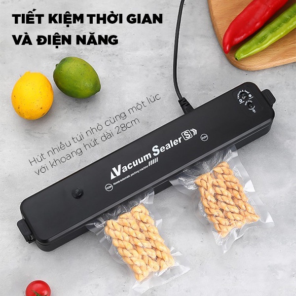 Máy Hút Chân Không Thực Phẩm Vacuum Sealer Vừa Hút Vừa Hàn Phù Hợp Với Mọi Gia Đình Dễ Dàng Sử Dụng Tặng Kèm 10 Túi Hút