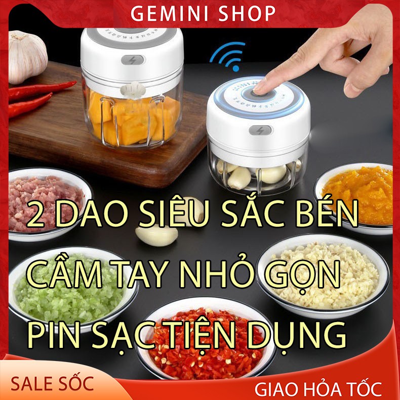 Máy Xay Tỏi Ớt Sạc Điện Cầm Tay Mini 100ml xay được cả rau củ quả Tiện Lợi ZM14