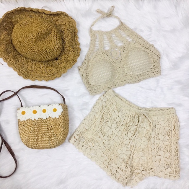 Đồ bơi bikini nữ thời trang chất liệu thun len phối ren cao cấp
