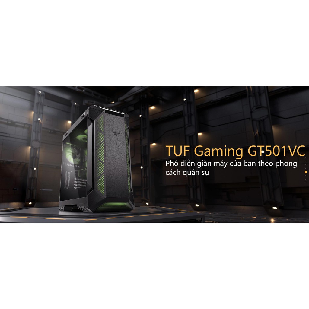 Vỏ Case Asus TUF Gaming GT501VC - Tempered Glass (Mid Tower/Màu Đen/Led RGB) - Bảo hành chính hãng 24 tháng